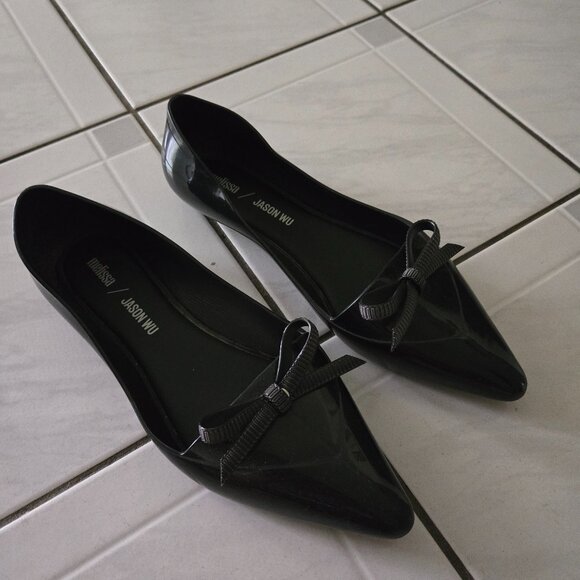 Melissa Shoes - Melissa x Jason Wu Black Pointed Toe Flats Shoes 8